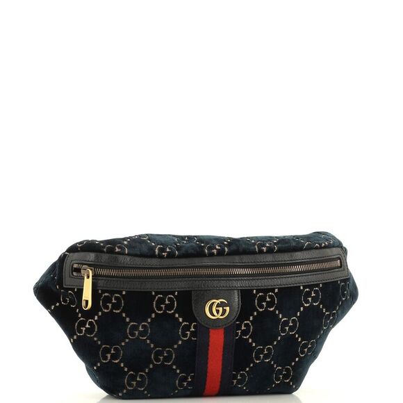 Gucci Ophidia Zip Belt Bag GG Velvet Blue - Picture 2 of 6